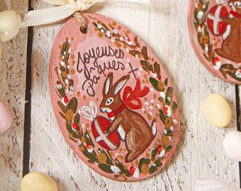 Décoration oeuf lapin Pâques Easter Ostern Ostara fairy tale wonderland shabby farmhouse printemps folk country spring campagne cottagecore