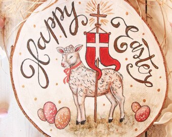 Easter lamb decoration Easter Ostern shabby farmhouse spring Christ lamb christian catholic folk country spring countryside cottagecore