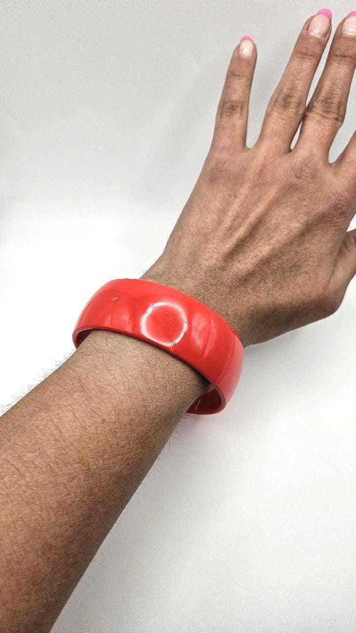 Vintage 80s Wide Red Bangle Bracelet - Etsy Canada