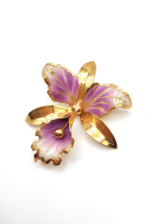 Acheter Bijoux fantaisie fleur d'orchidée marron strass broche en