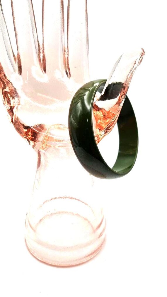 Spinach Green Bakelite Bangle - image 1