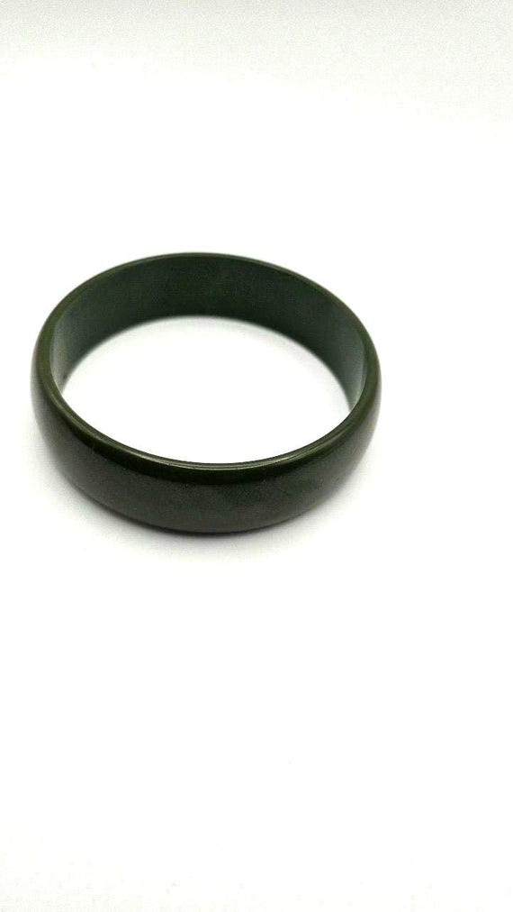 Spinach Green Bakelite Bangle - image 2