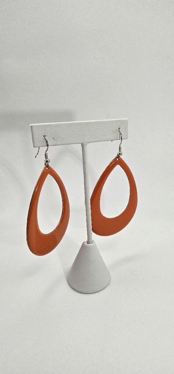 80s Vintage Orange Statement Dangle Earrings - image 2