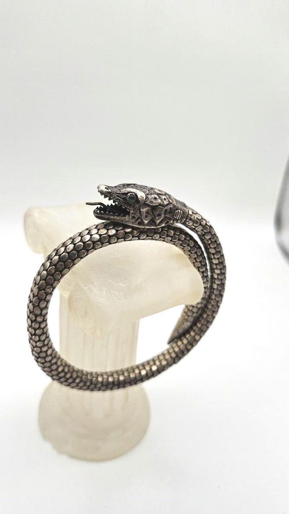 Antique Victorian Silver Snake Bracelet