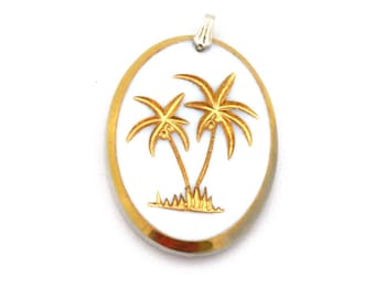 Vintage Glass and Gold Palm Tree Pendant