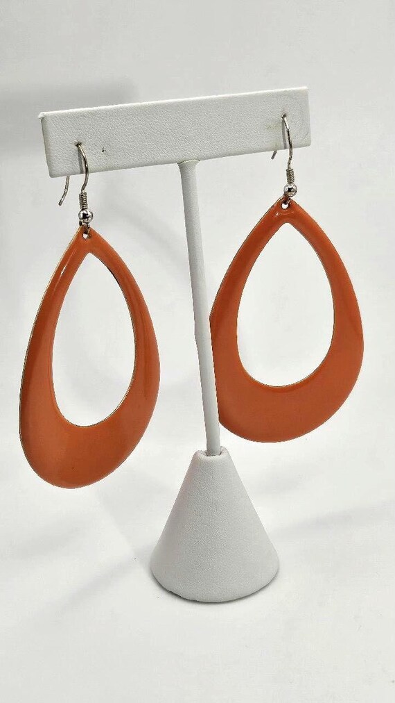 80s Vintage Orange Statement Dangle Earrings - image 1