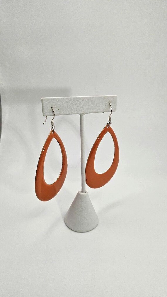 80s Vintage Orange Statement Dangle Earrings - image 3