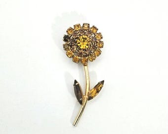 Vintage Topaz Rhinestone Flower Juliana Style