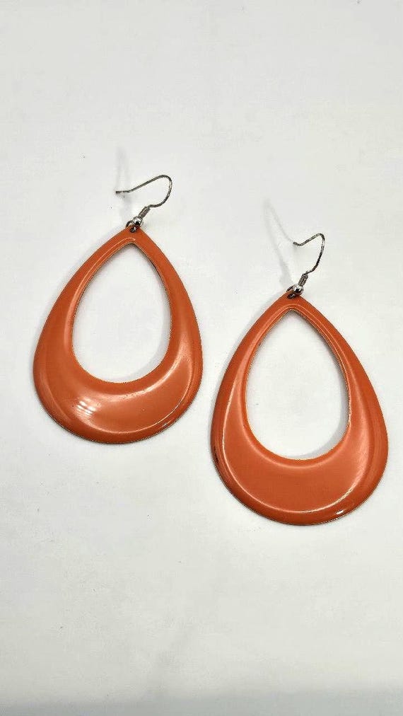 80s Vintage Orange Statement Dangle Earrings - image 5