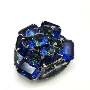 Vintage Blue Rhinestone Brooch