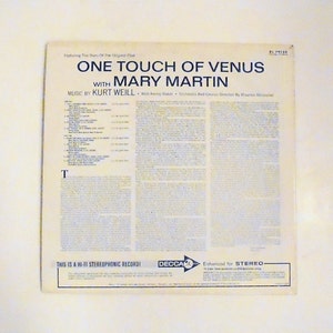 Mary Martin Vintage LP: One Touch of Venus Vinyl Record Album (1965, Decca) ~ Musical 画像 3