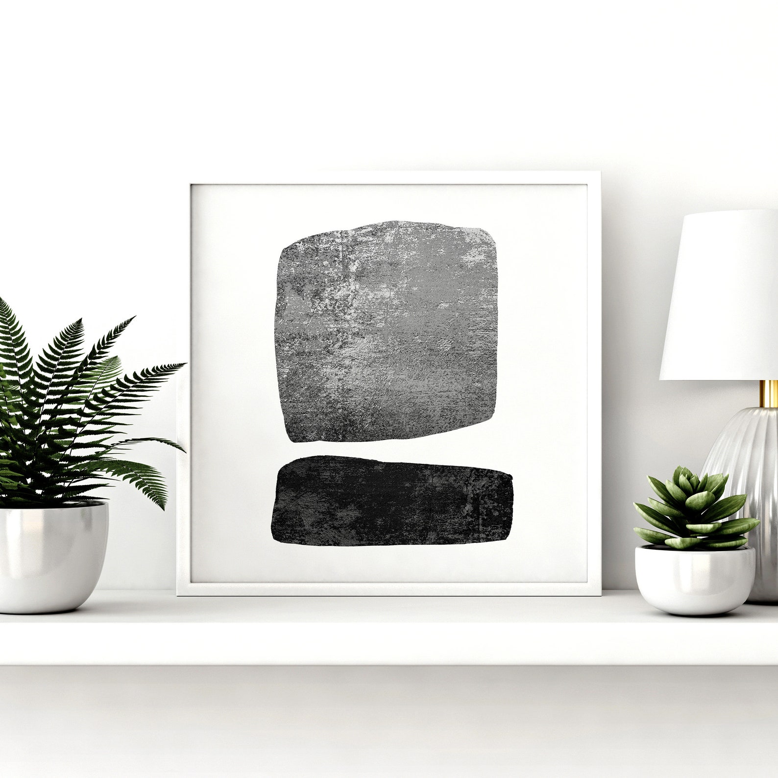 Digital Download Black and Silver Abstract Wall Art Minimalist Etsy