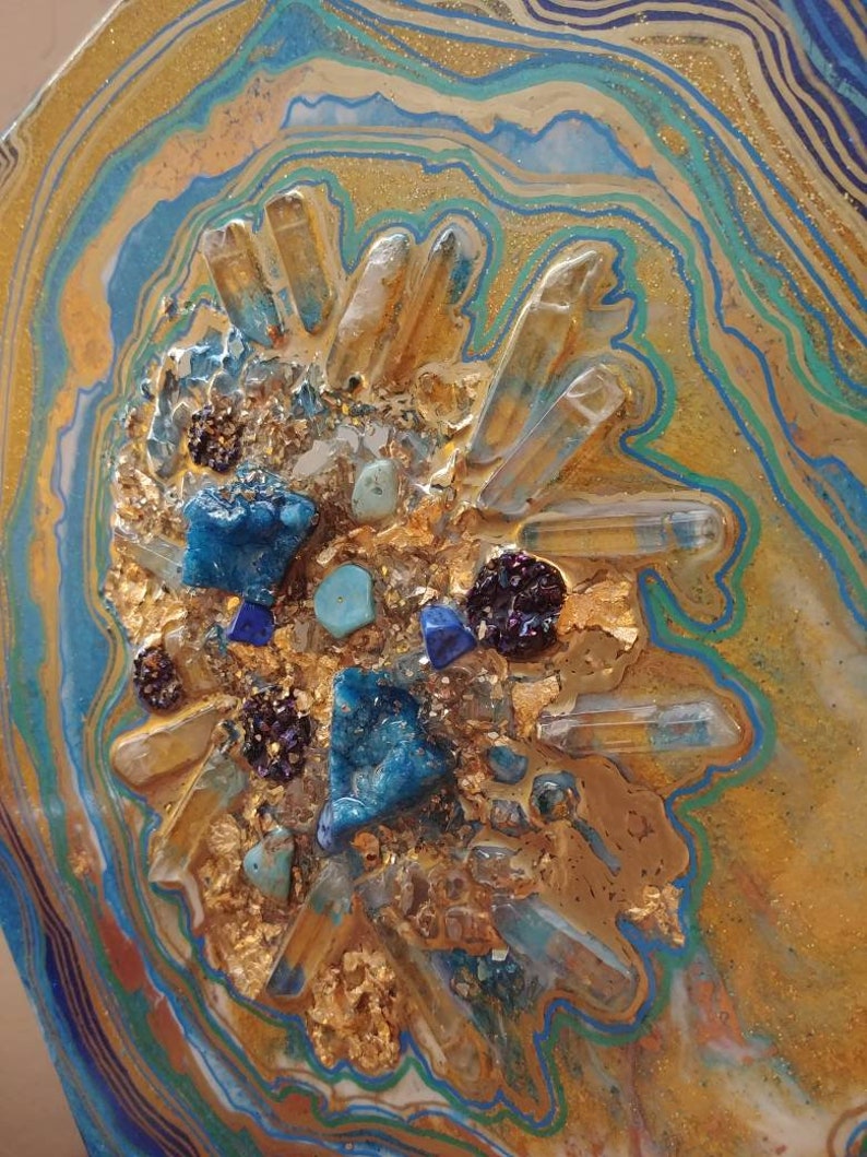 Resin Geode Gem Art Painting quartz druzy gemstones Art Etsy