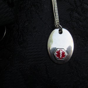 Vintage, Unengraved Sterling Med Alert Necklace