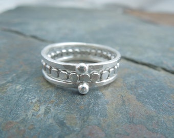 Silver Rings, Sterling Silver Stacking Rings, Silver Bead Ring