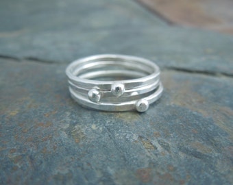 Sterling Silver Stacking Ring, Silver Bead Ring