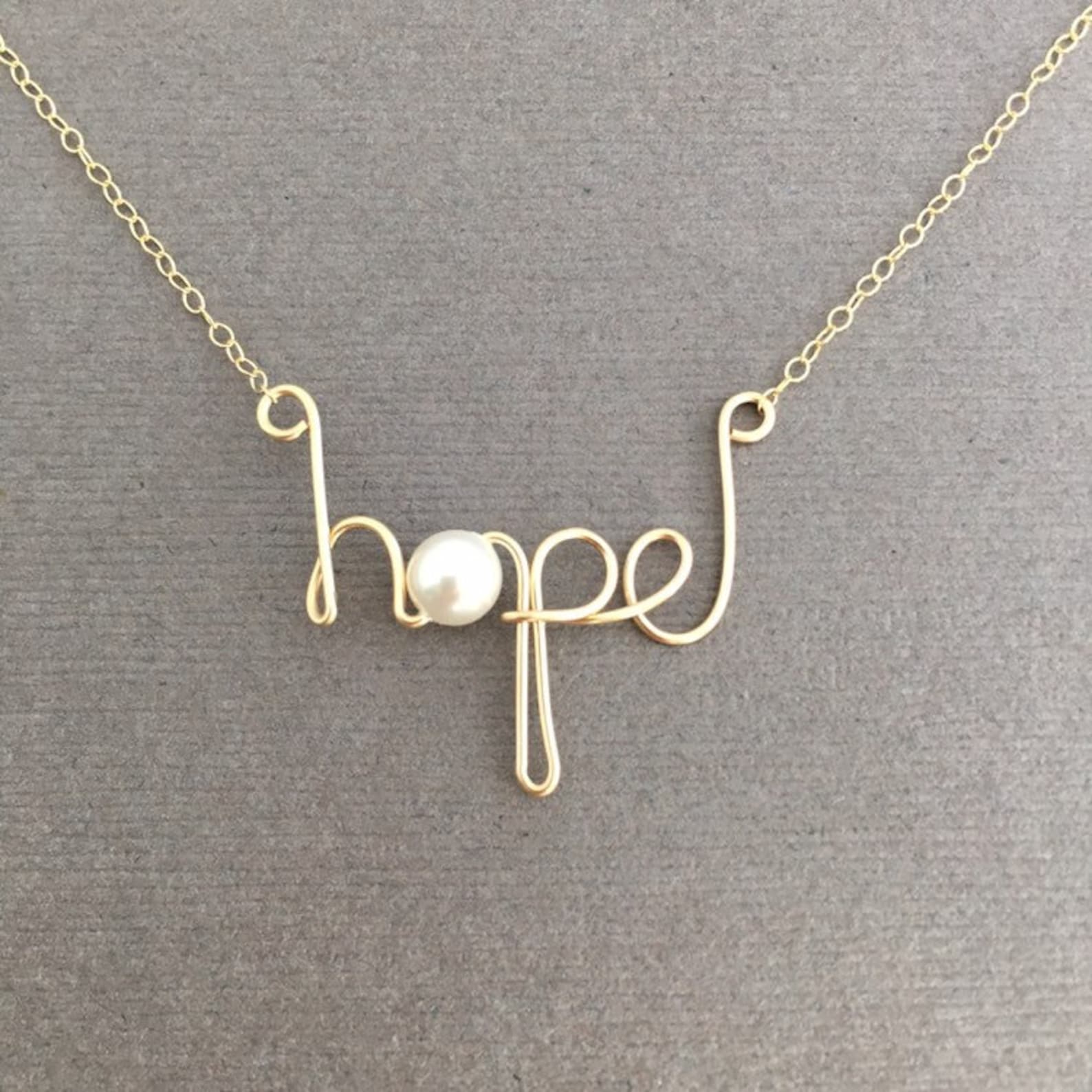 Hope Necklace Birthstone Necklace Silver Hope Necklace Gold Etsy