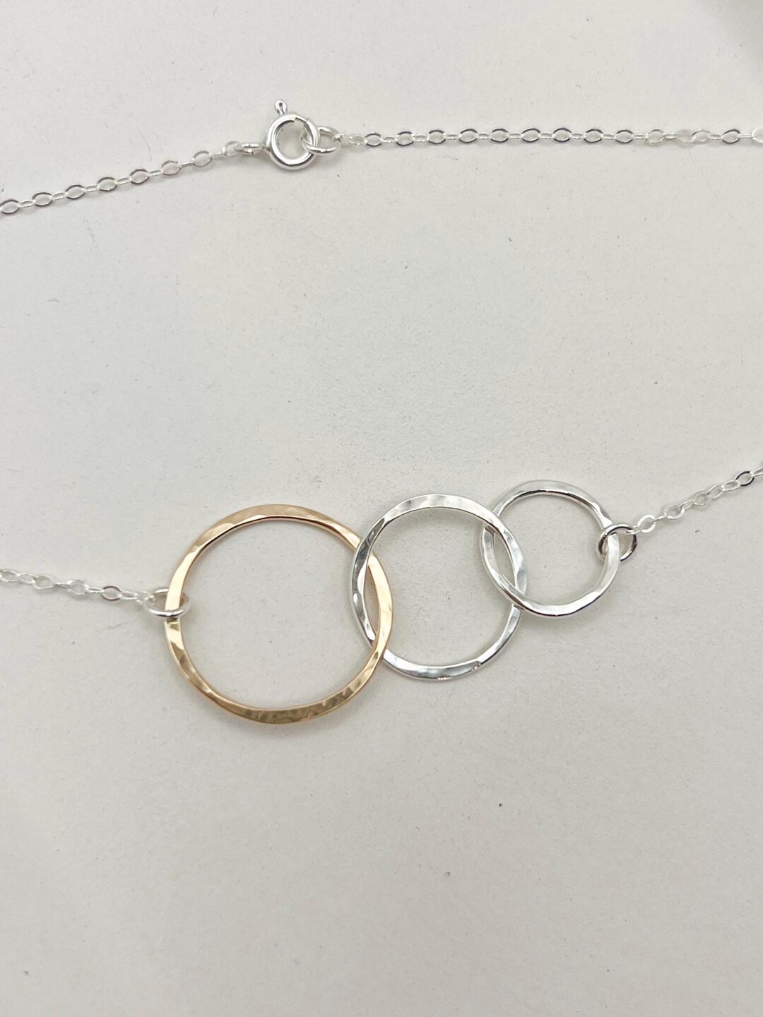 Collana con ciondolo a tre anelli in argento sterling, collana dell Collana con ciondolo a tre anelli in argento sterling, collana dell