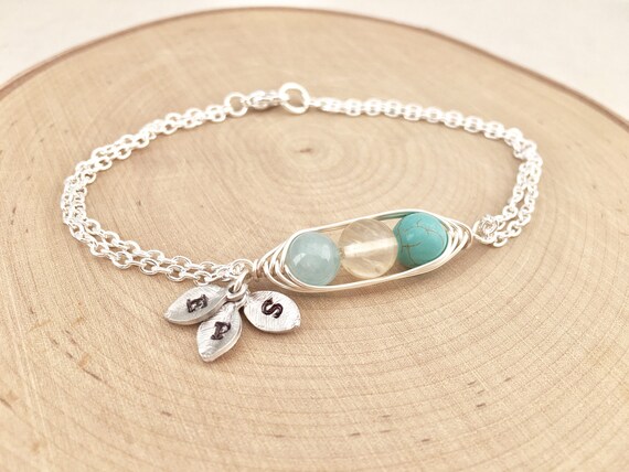 SHIPPING IN 24 HOURS Personalized Birthstone Peapod Necklace/Bracelet Jewelry PLNT02/B2