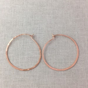 Silver Hoop Earrings Thin Silver Hoops Silver Hammered Hoops Gold or Rose Gold Hoops 1.5 Hoops image 10