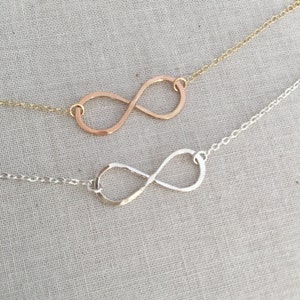 Hammered Infinity Necklace: Sterling Silver or Gold-Filled