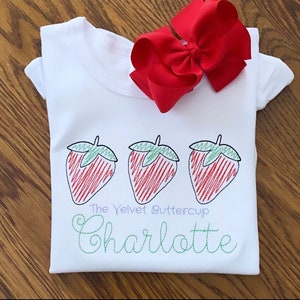 Strawberry Trio Embroidery Design - Quick Stitch - Bean Stitch