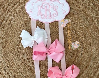 Schleifenhalter mit Monogramm - Mädchen Haarschleifenhalter - Mädchenstrumpf Stuffer - Mädchen-Babyparty-Geschenk-Idee