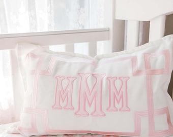 Personalized Appliqué Monogram Baby Pillow – Custom Nursery Pillow, Heirloom Baby Gift, Baby Girl Bedding, Monogram Throw Pillow