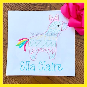 Cinco de Mayo Piñata Horse Sketch Style Embroidery Design - Piñata Bean Stitch Embroidery Design - Piñata Quick Stitch Embroidery Design