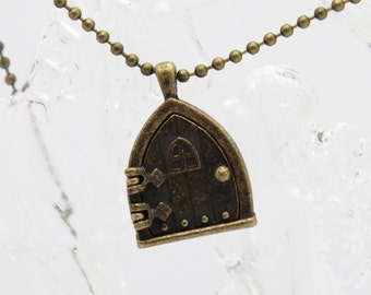Antique Bronze Fairy Door Locket Necklace: Magic Wish Pendant