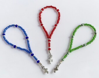 3pcs Rosary for Doll, Dollhouse Miniatures, Mini Catholic Rosary, Shadow Box Miniatures, Rosary Favor Gift, Prayer Beads, Five Decade Rosary