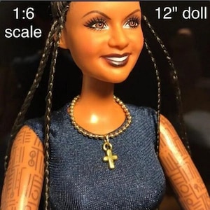 Doll Jewelry, Ball Chain Cross Pendant Necklace, 1:6 Scale, 12 inch Dolls
