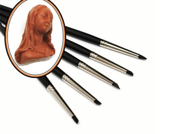 FIRM Black #0, Sculpting Tools, Polymer Clay Jewelry, Color Shapers, Silicone Brushes, Clay Modeling Tools, OOAK Doll Tools, Art Dolls, 5pcs