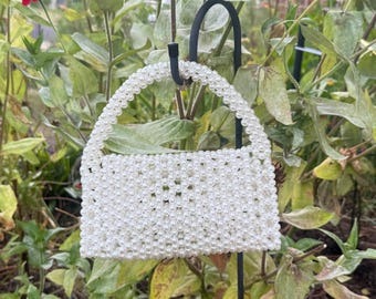 Bolso de novia hecho a mano con cuentas de perlas sintéticas: bolso de mano para boda