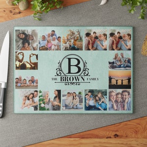 Personalized tempered Glass Cutting Boards, Tempered Cutting board, Personalized Glass Cutting Boards, Custom Family Photo Cutting Board