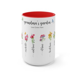 Oma Garten Kaffeebecher, Geburt Monat Blumenbecher, personalisiertes Geschenk für Oma, Oma Garten Becher, benutzerdefinierte Oma Becher, Muttertag, 15 Unzen