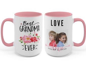Custom Best Grandma Ever Tag With Grandkids Name, Best Grandma Ever, Grandma Mug, Gift for Grandma Mom, Grandma Coffee Mug, Grandmother Gift