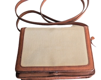 Vintage Brahmin  Leather Crossbody Bag  Brown / Tan