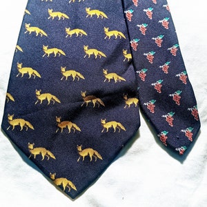 Ermenegildo Zegna  BLACK Patterned Neck Tie. Men&#39;s NeckTie Foxes / Grapes Vintage