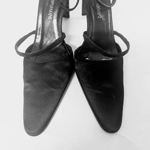 Emporio Armani Shoes Black Satin High Heels Vintage US 9 / 39 EU Vintage Authentic
