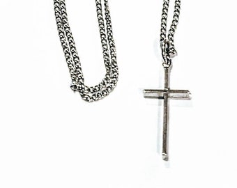 Sterling Silber Kreuz Halskette Vintage Theda Kreuz mit Sterling Kette