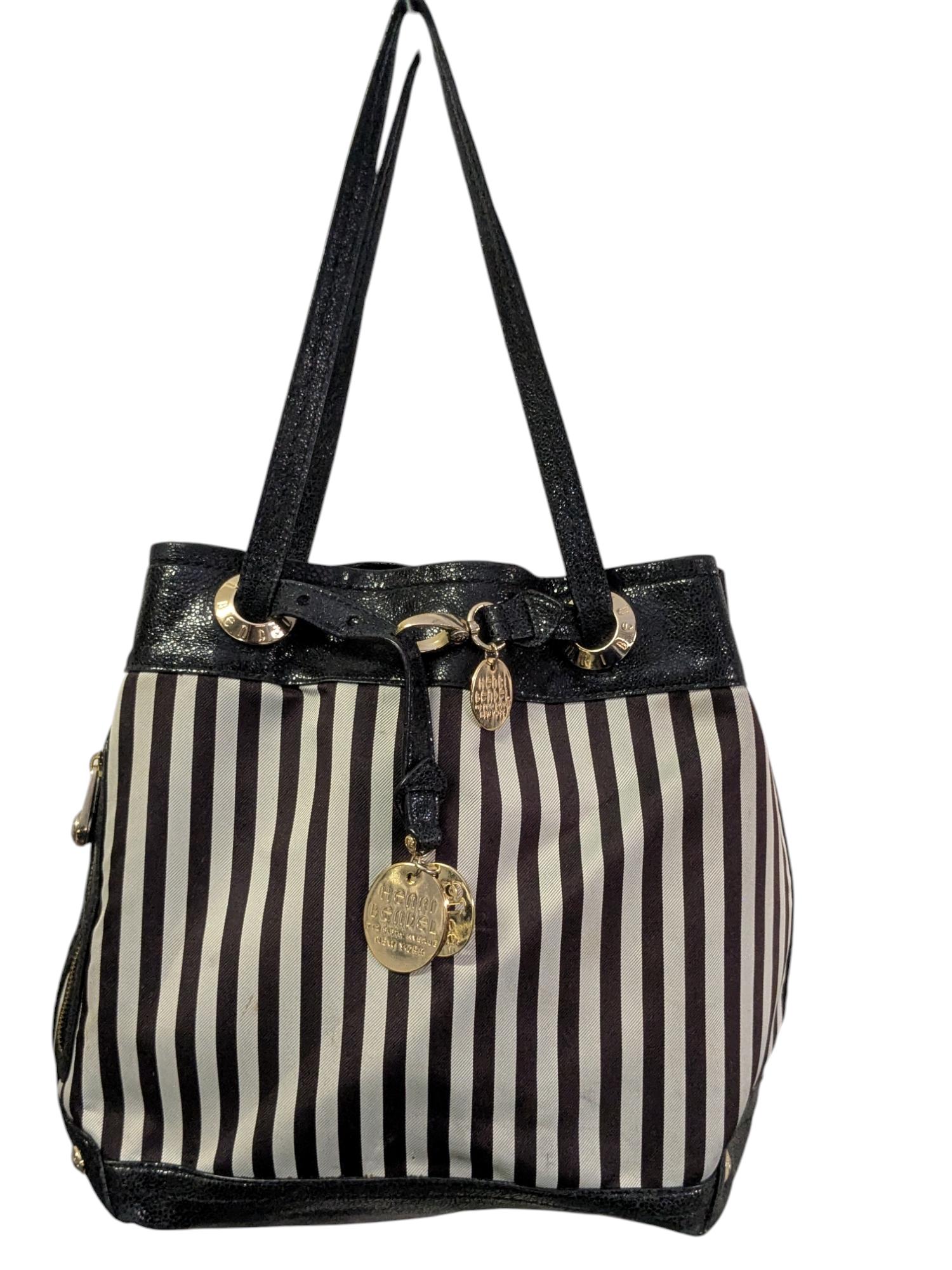 Henri Bendel Brown Orange and White Striped Drawstring Backpack Terry Cloth Reversible Striped Terry Cloth Tote Bag - Etsy main image 2