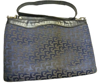 Vintage Pierre Cardin Purse Monogram Clutch Navy Blue