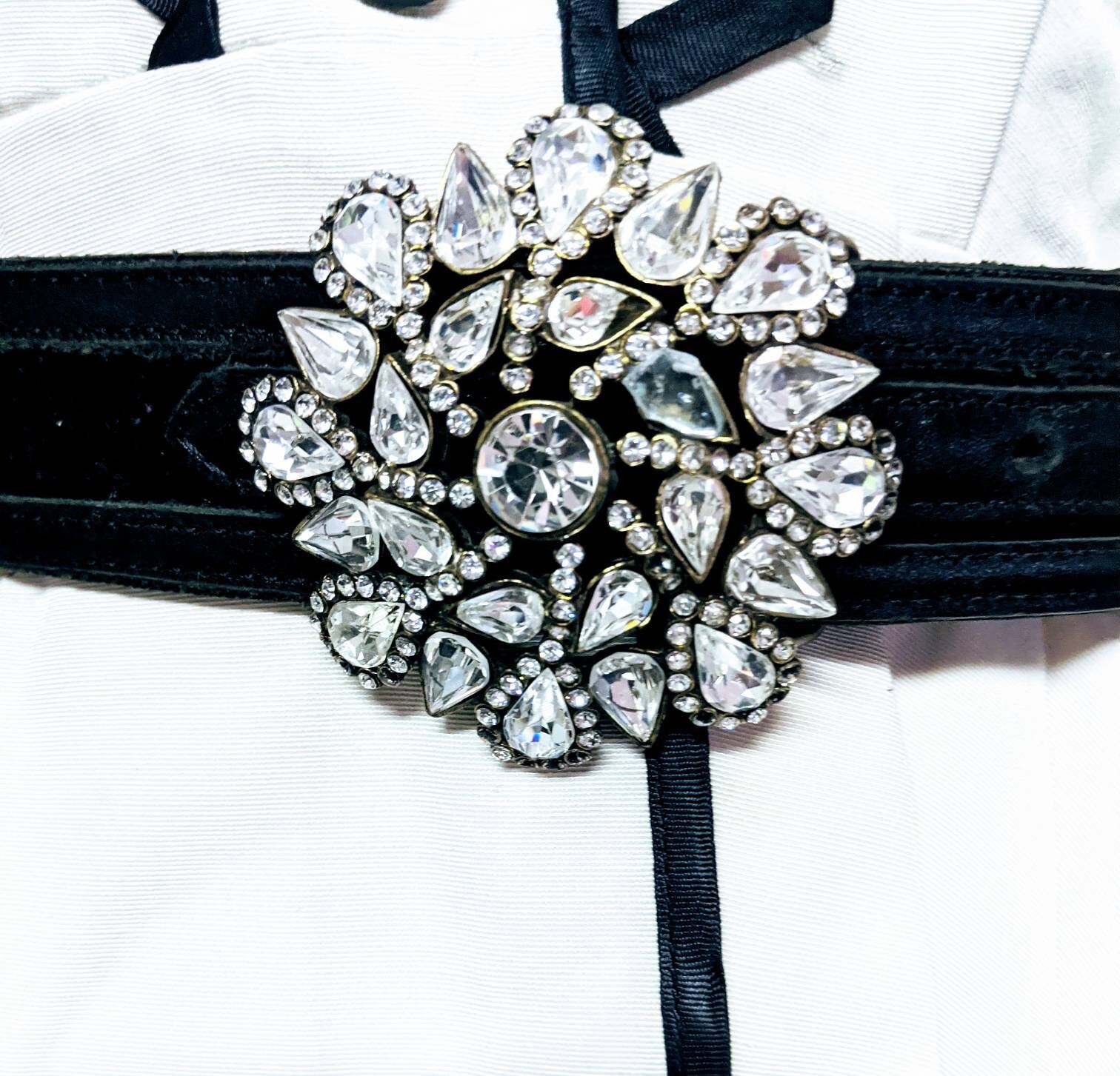 B-low the Belt Black Leather Belt / Large Rhinestone Buckle  display picture 1