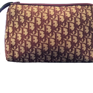 Christian Dior Vintage Monogram  Clutch Bag Burgundy Authentic
