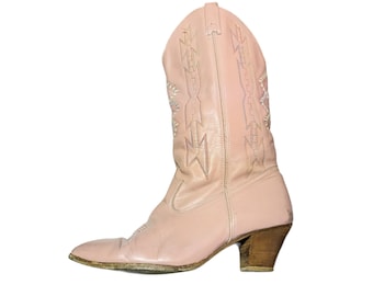 Vintage Leather Cowgirl Boots  Pink Sz 10