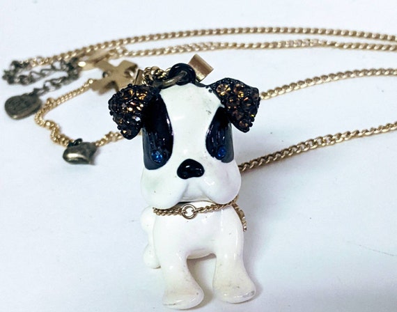BETSEY JOHNSON CUTE CRYSTAL & ENAMEL MULTI COLOR BIG EYED DOG PENDANT NECKLACE BETSEY JOHNSON CUTE CRYSTAL & ENAMEL MULTI COLOR BIG EYED DOG PENDANT NECKLACE
