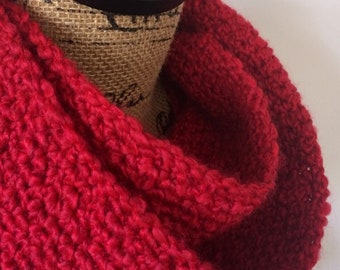 Winter Scarf--Women's 50 Inch Vertical Stripe Infinity Scarf--Rich Red--Gift Ideas for Her/Cowl Neck Scarf/Farmhouse Christmas Scarf