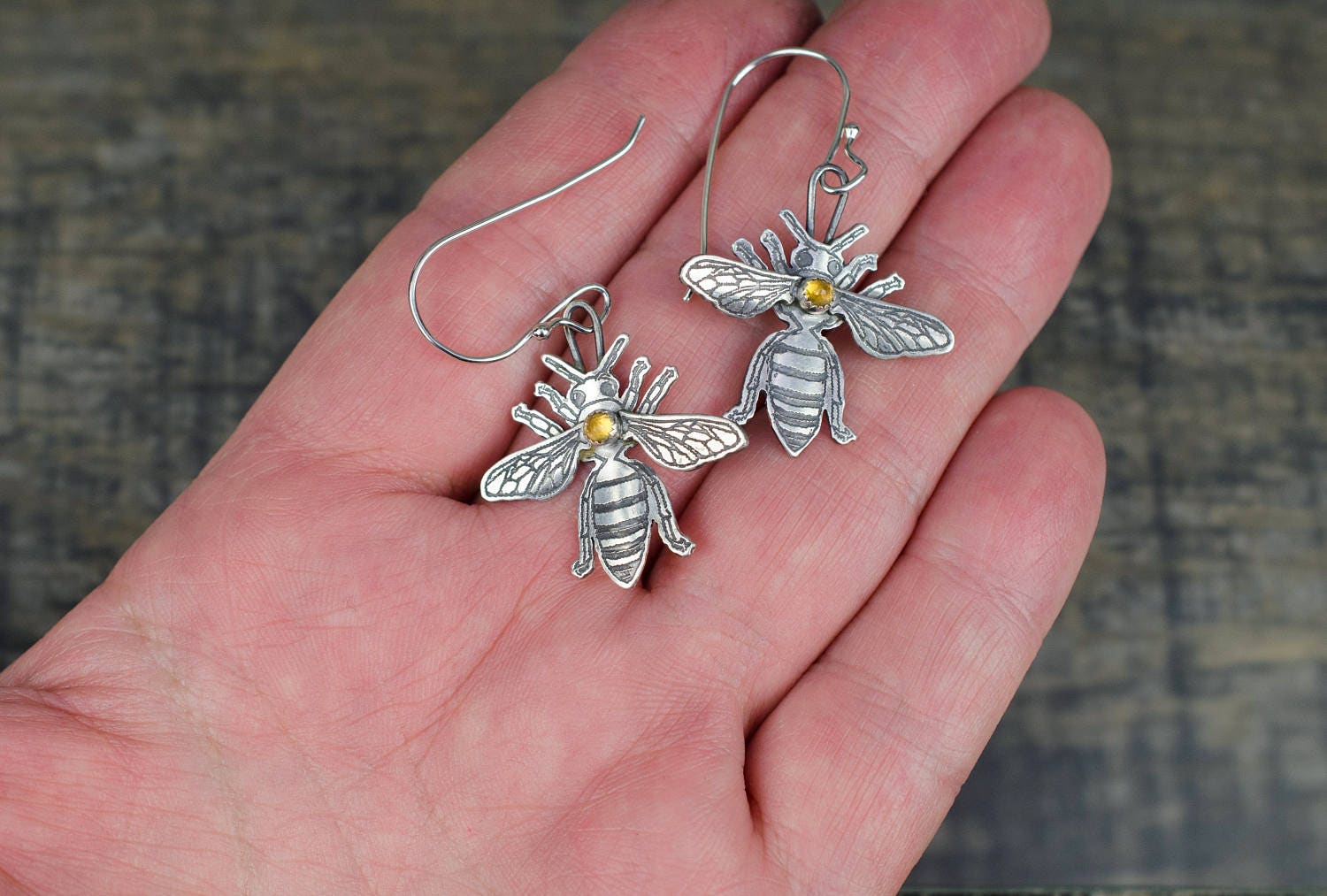 Handmade Acid Etched Sterling Silver Queen Honey Bee With Etsy