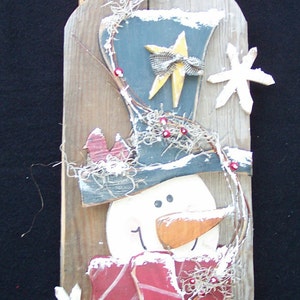 Barn Wood Snowman Sled Wood Craft Pattern for Winter or Christmas